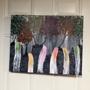 Abstract Forest Waterfall Canvas Art